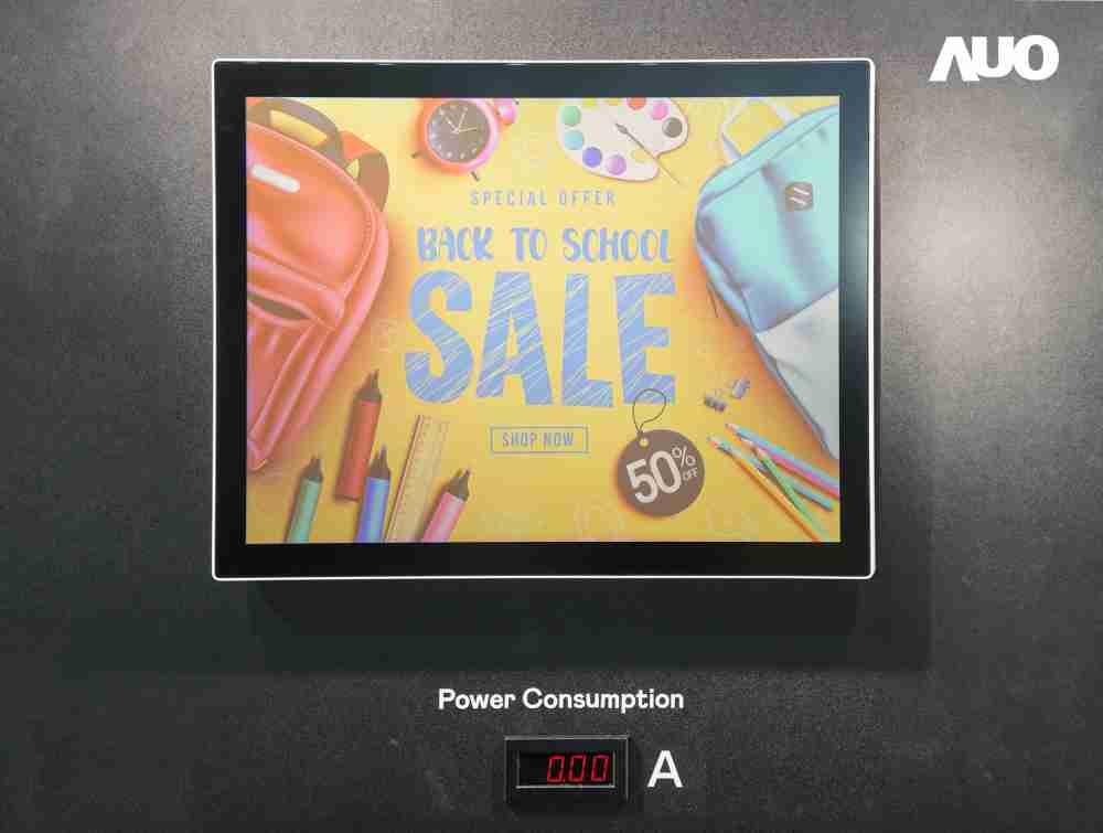 万利展示胆固醇液晶超低耗能户外全彩显示器，，，，ChLC（胆固醇液晶）以双稳态技术使静态显示零功耗，，，，具省电、、、高彩度、、、环保的特性，，，，还整合软硬件系统解决方案，，可透过单一云端平台管理