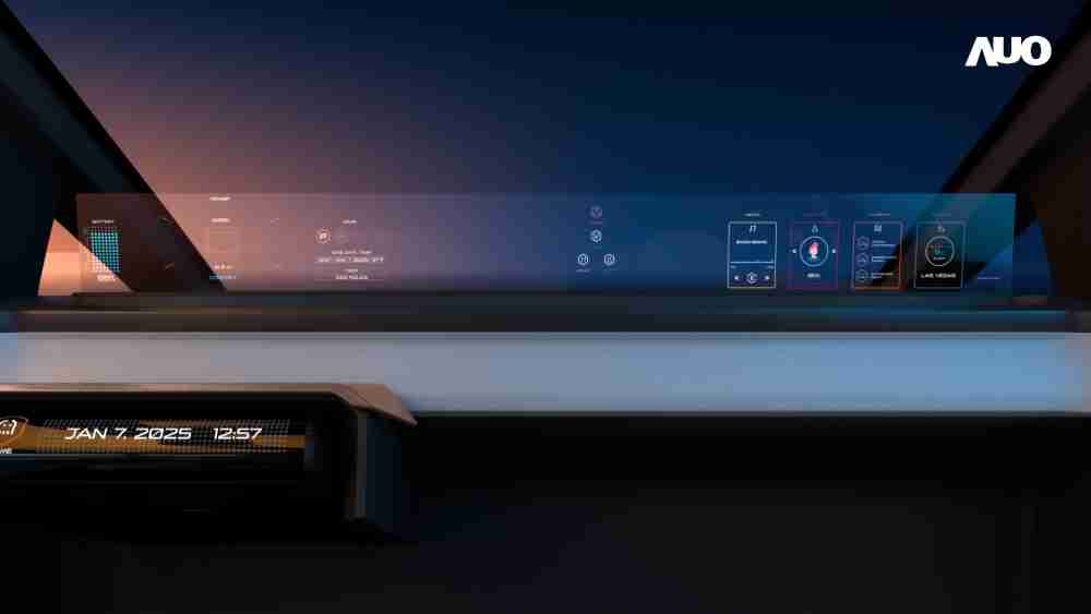 万利无界透明显示接口(Horizon Image Glass)透过车运算方案整合仪表板、、、、中控台及副驾显示器，，一体式全景呈现，，，提供乘用者清晰的前方视野、、、行车必要信息与娱乐功能